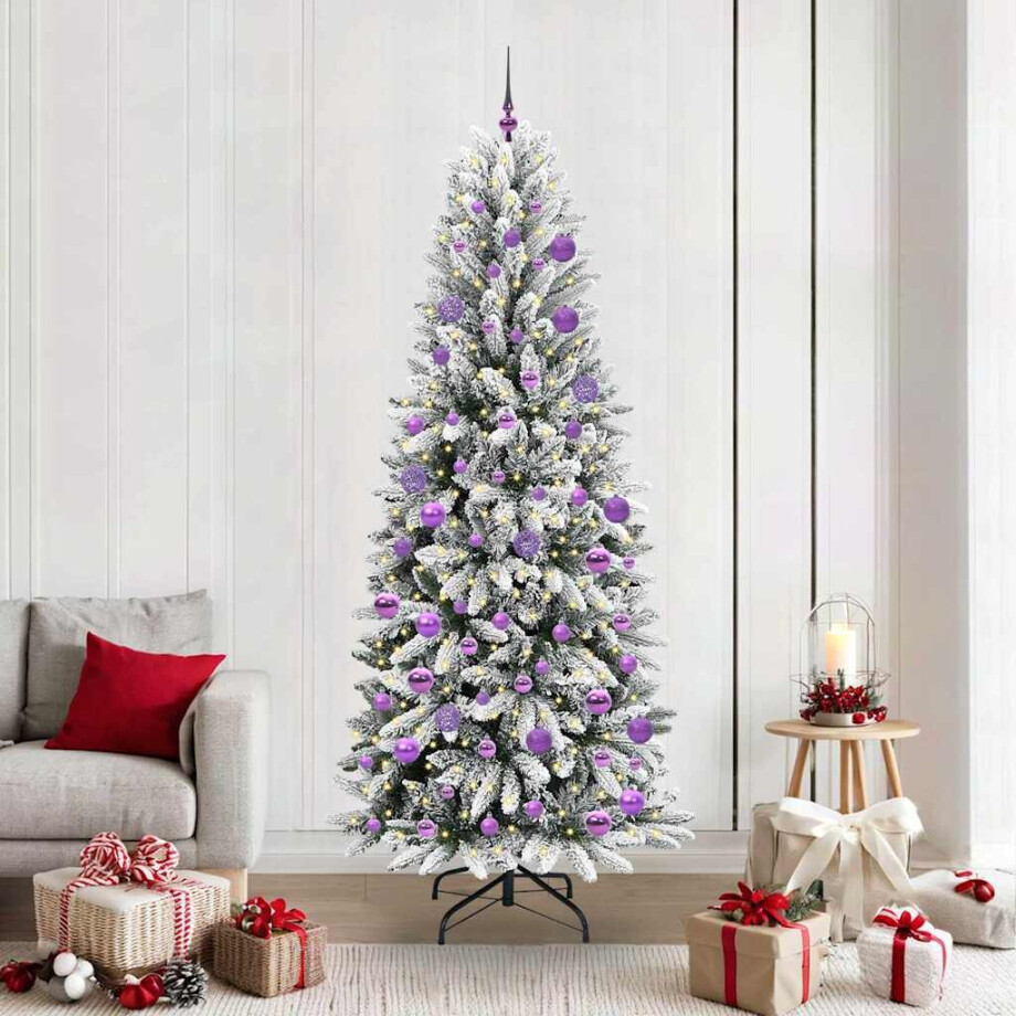vidaXL Kunstkerstboom Wit 210 cm PVC en Plastic en Staal en PE afbeelding 1