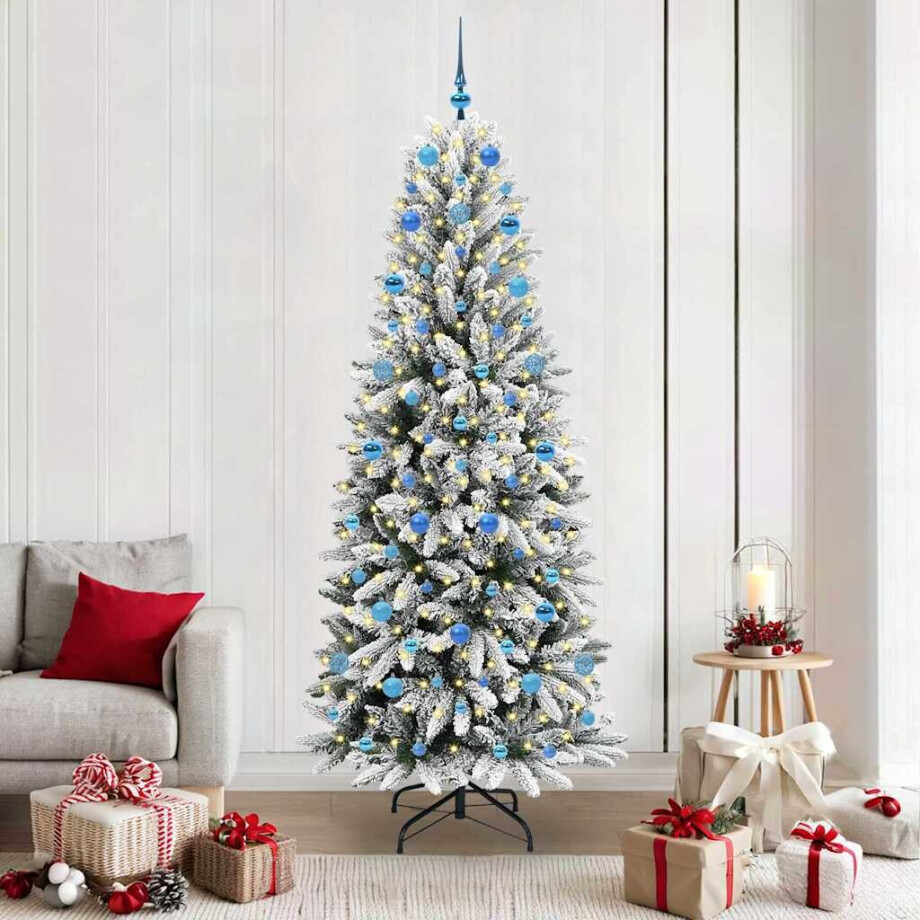 vidaXL Kunstkerstboom Wit 210 cm PVC en Plastic en Staal en PE afbeelding 1