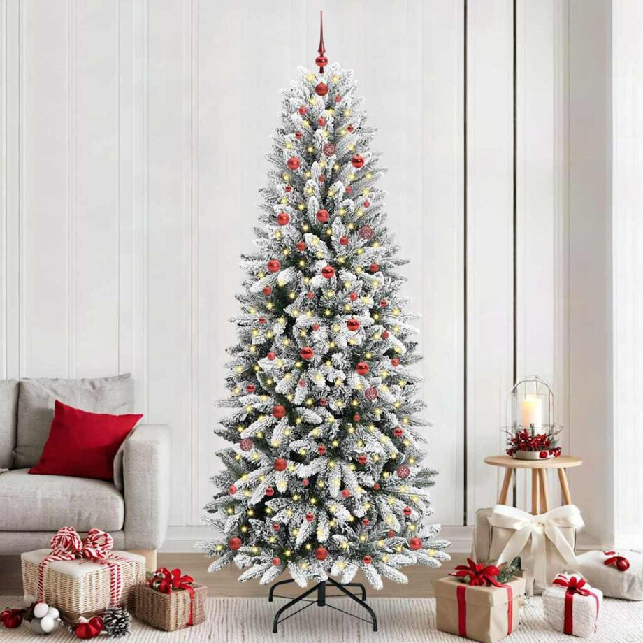 vidaXL Kunstkerstboom Wit 240 cm PVC en Plastic en Staal en PE afbeelding 1