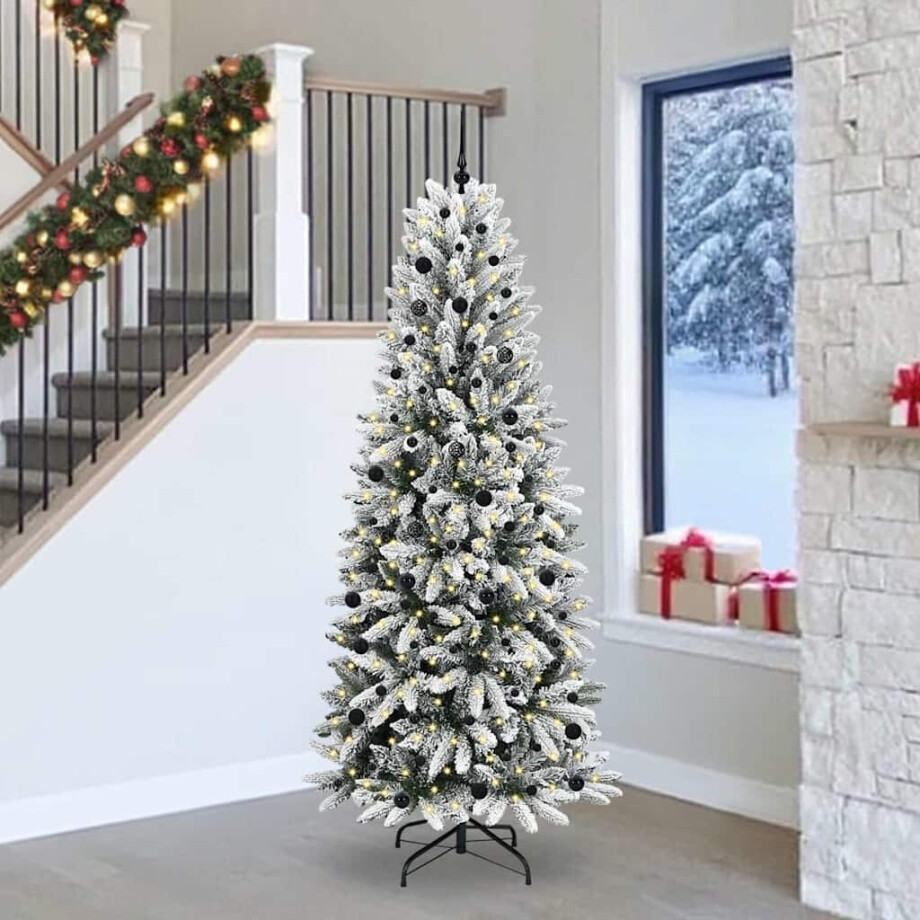 vidaXL Kunstkerstboom Wit 240 cm PVC en Plastic en Staal en PE afbeelding 1