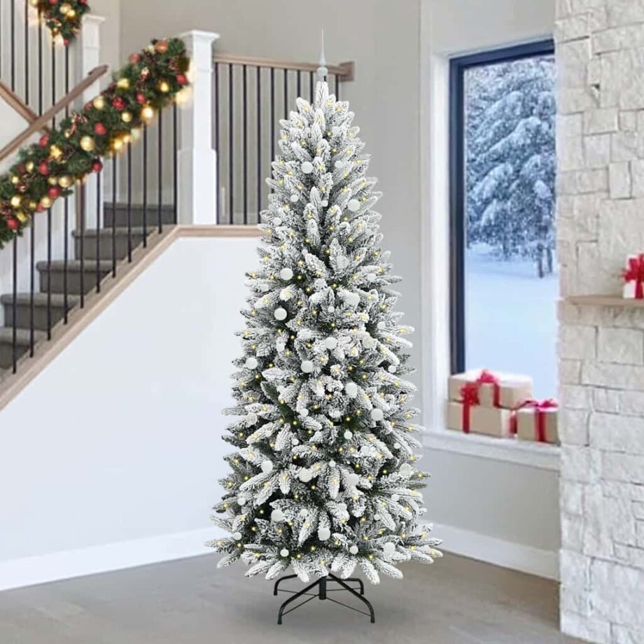 vidaXL Kunstkerstboom Wit 240 cm PVC en Plastic en Staal en PE afbeelding 1