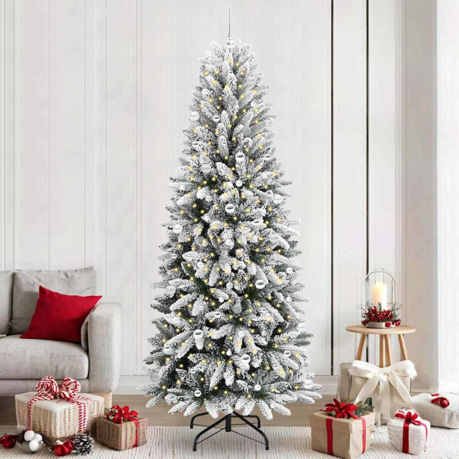vidaXL Kunstkerstboom Wit 240 cm PVC en Plastic en Staal en PE afbeelding 1