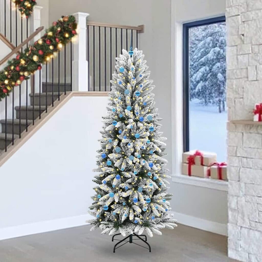 vidaXL Kunstkerstboom Wit 240 cm PVC en Plastic en Staal en PE afbeelding 1