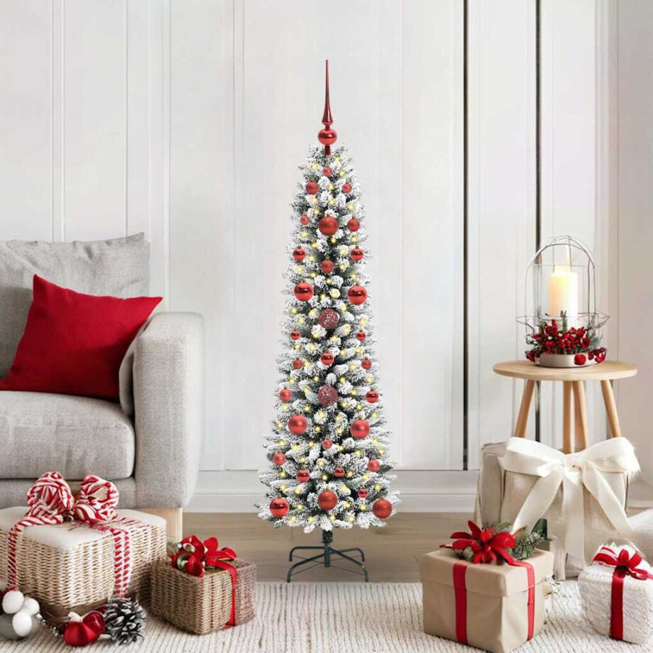 vidaXL Kunstkerstboom Groen en wit 120 cm PVC en Metaal en Plastic afbeelding 1