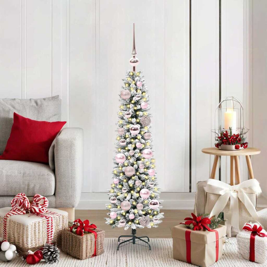 vidaXL Kunstkerstboom Groen en wit 120 cm PVC en Metaal en Plastic afbeelding 1
