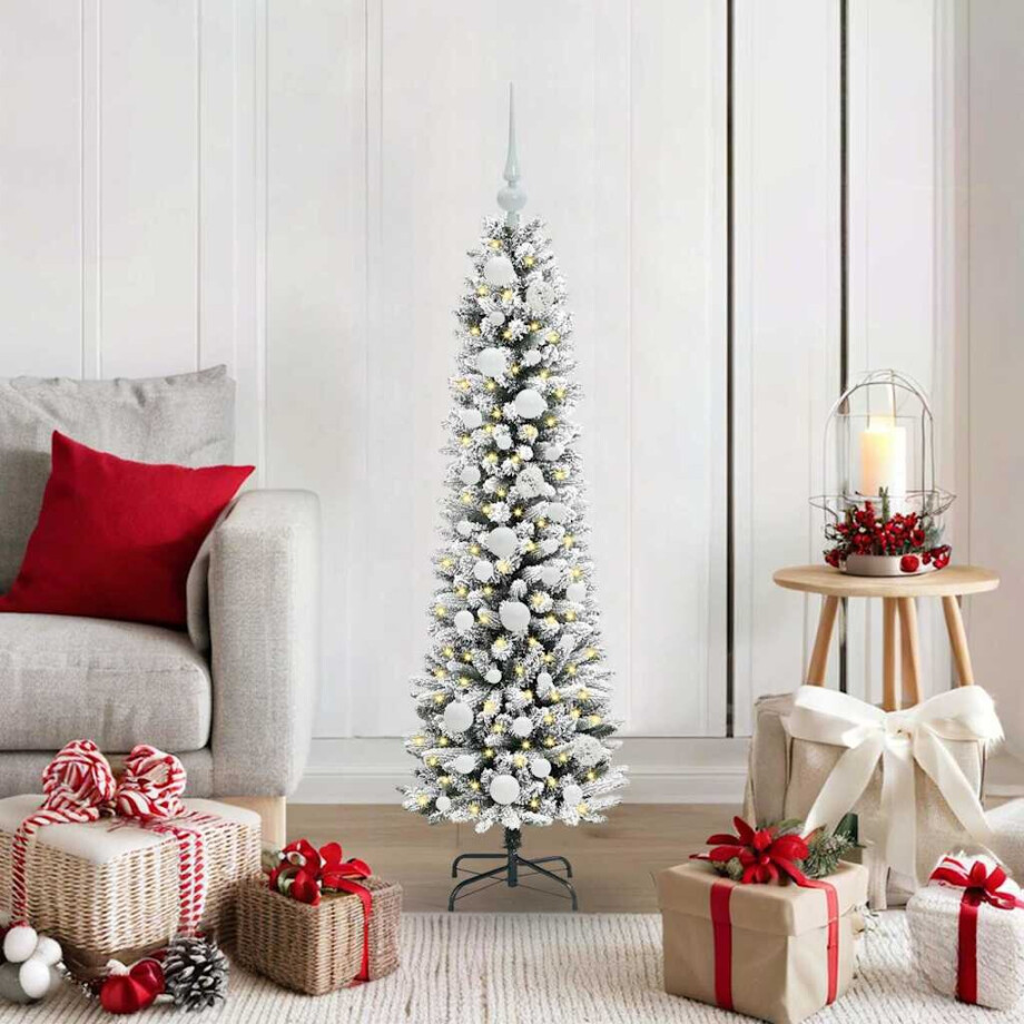 vidaXL Kunstkerstboom met 150 LED Wit 120 cm PVC en Metaal en Plastic afbeelding 1