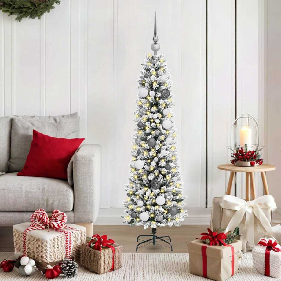 vidaXL Kunstkerstboom met 150 LED Wit 150 cm PVC en Metaal en Plastic afbeelding 1