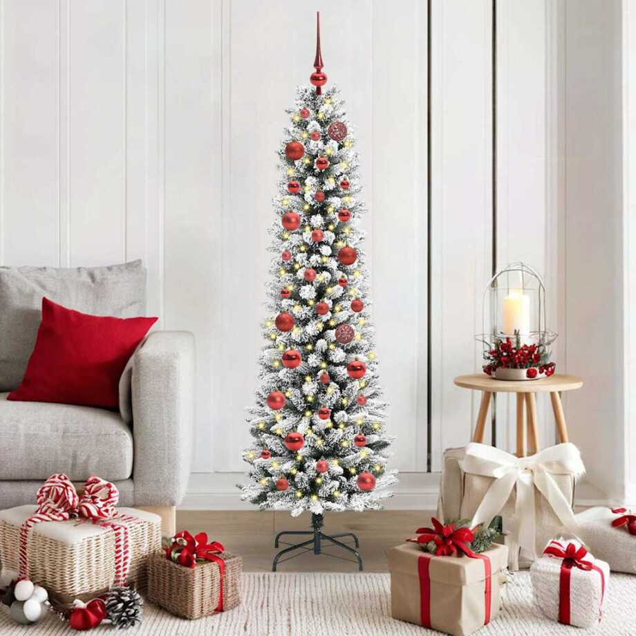vidaXL Kunstkerstboom met 150 LED Wit 150 cm PVC en Metaal en Plastic afbeelding 1