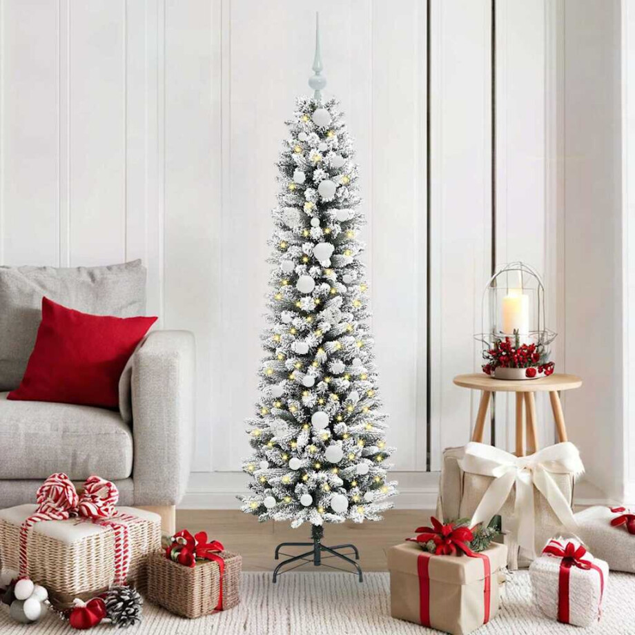 vidaXL Kunstkerstboom met 150 LED Wit 150 cm PVC en Metaal en Plastic afbeelding 1