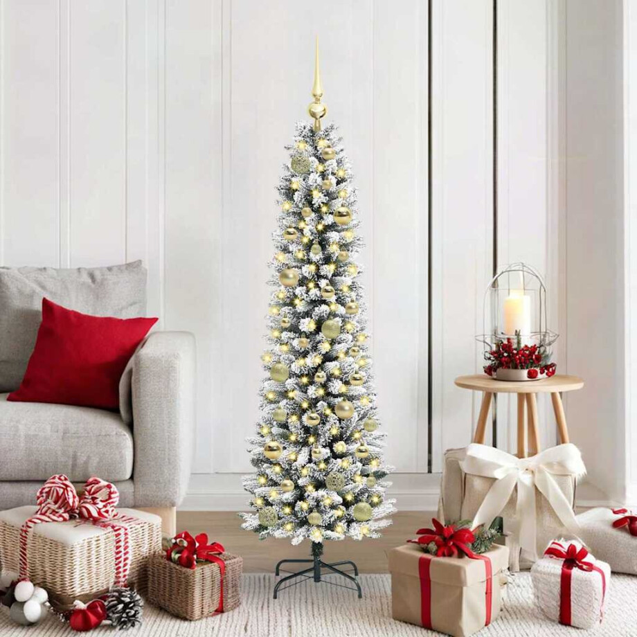 vidaXL Kunstkerstboom met 150 LED Wit 150 cm PVC en Metaal en Plastic afbeelding 1