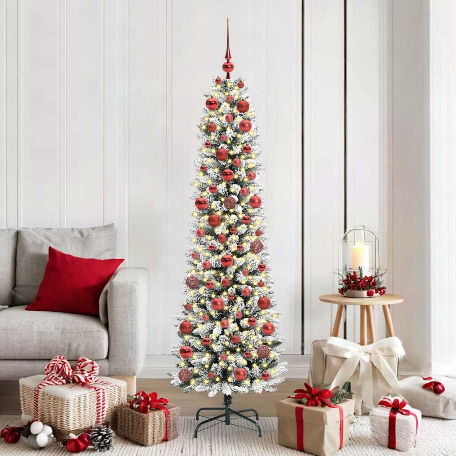 vidaXL Kunstkerstboom with LEDs met standaard Wit 180cm PVC afbeelding 1