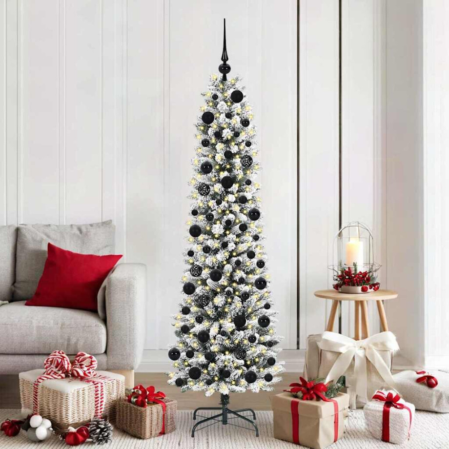 vidaXL Kunstkerstboom Groen en wit 180 cm PVC en Metaal en Plastic afbeelding 1