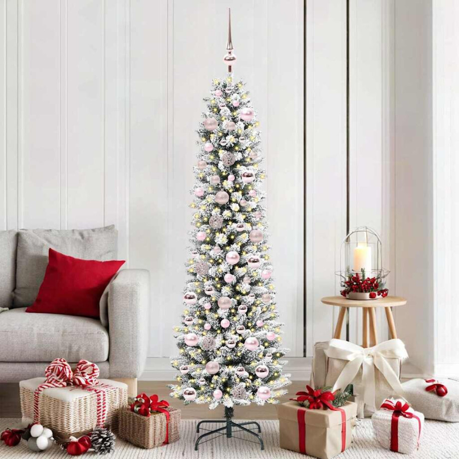 vidaXL Kunstkerstboom met 300 LED Wit 180 cm PVC en Metaal en Plastic afbeelding 1