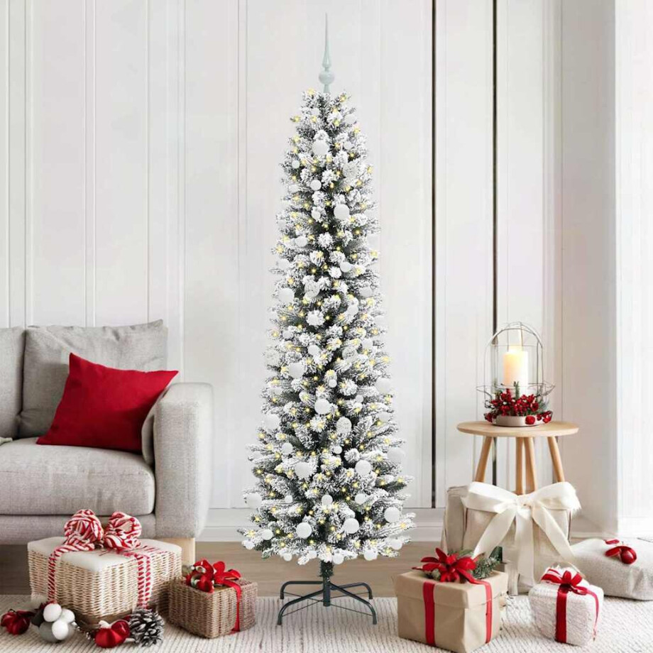 vidaXL Kunstkerstboom met 300 LED Wit 180 cm PVC en Metaal en Plastic afbeelding 1