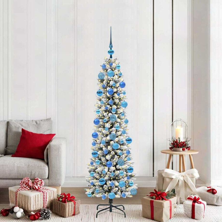 vidaXL Kunstkerstboom Groen en wit 180 cm PVC en Metaal en Plastic afbeelding 1