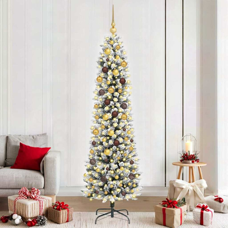 vidaXL Kunstkerstboom Wit 210 cm PVC en Metaal en Plastic afbeelding 1