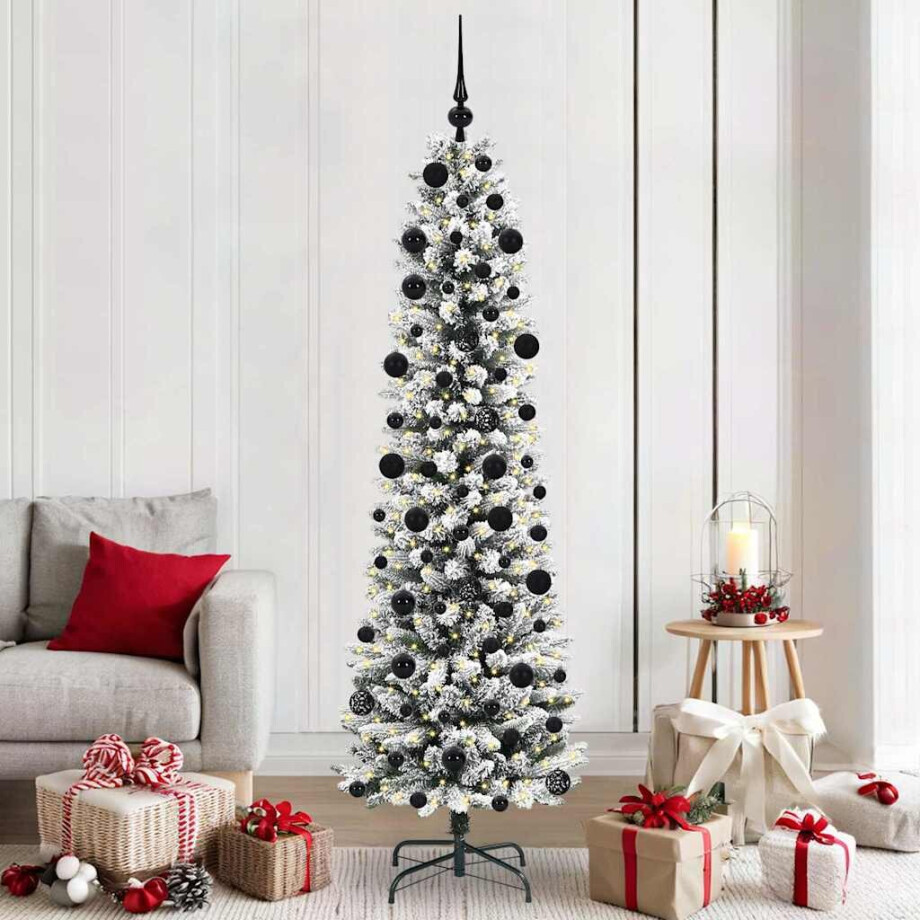vidaXL Kunstkerstboom Groen en wit 210 cm PVC en Metaal en Plastic afbeelding 1