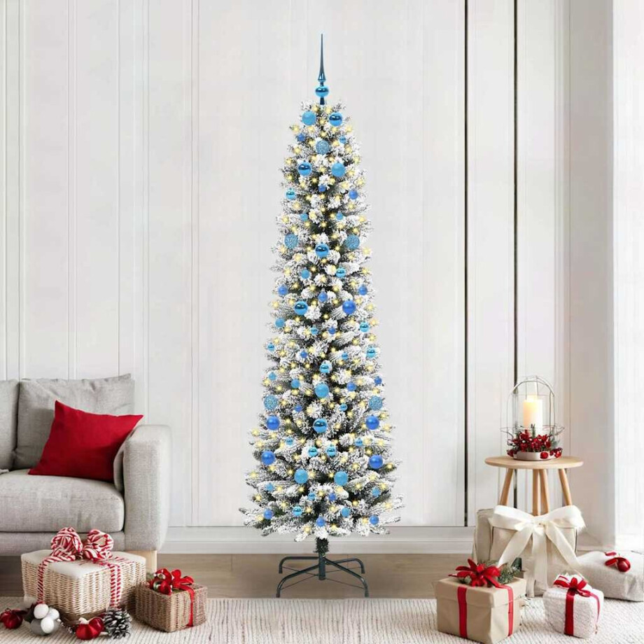vidaXL Kunstkerstboom Groen en wit 210 cm PVC en Metaal en Plastic afbeelding 1