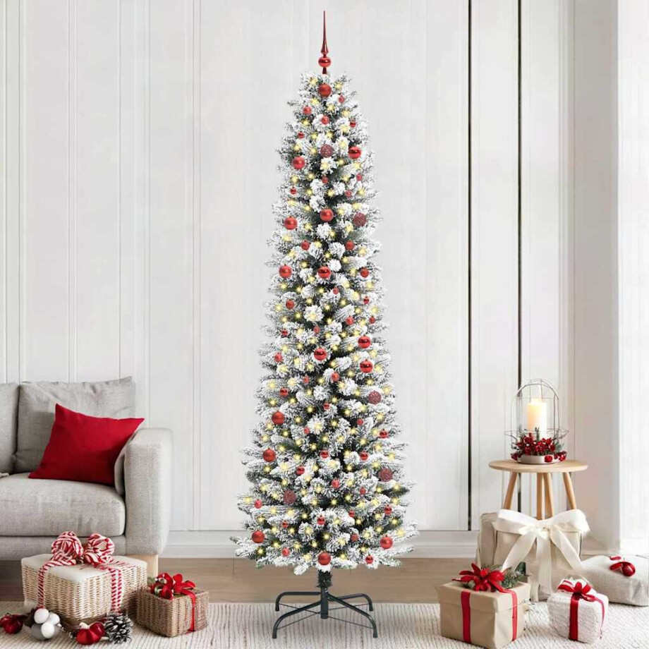 vidaXL Kunstkerstboom met 300 LED Wit 240 cm PVC en Metaal en Plastic afbeelding 1