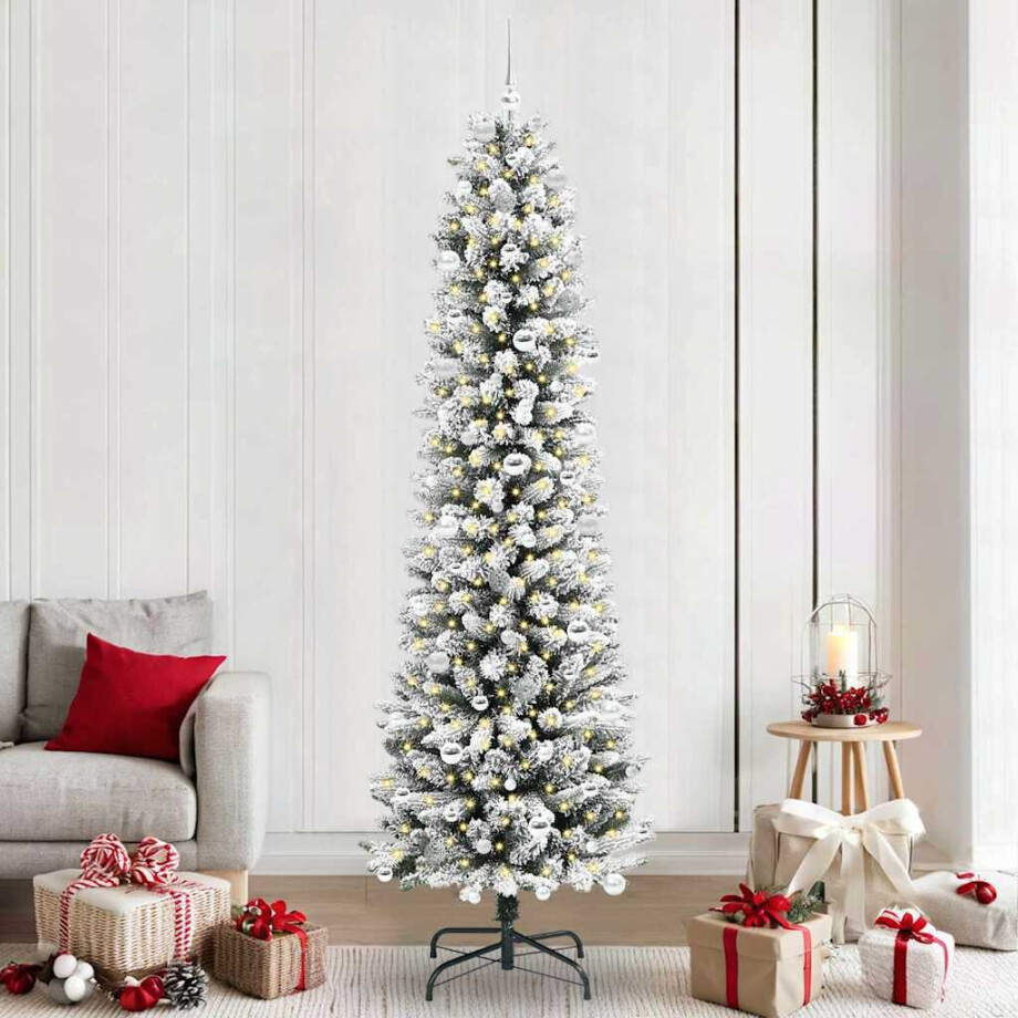 vidaXL Kunstkerstboom met 300 LED Wit 240 cm PVC en Metaal en Plastic afbeelding 1