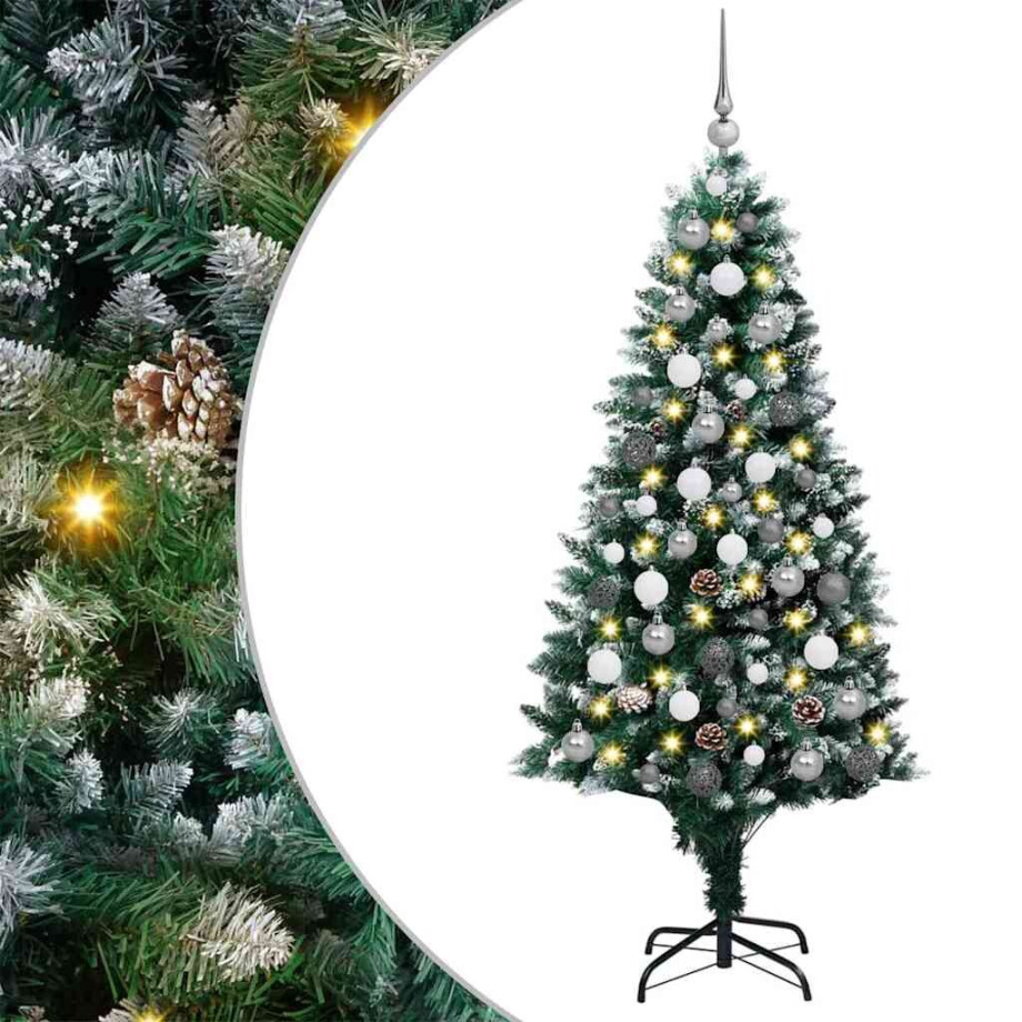 vidaXL Kunstkerstboom met LED -striplichten Groen 180 cm PVC vidaXL Kunstkerstboom met LED -striplichten Groen 180 cm PVC afbeelding 1