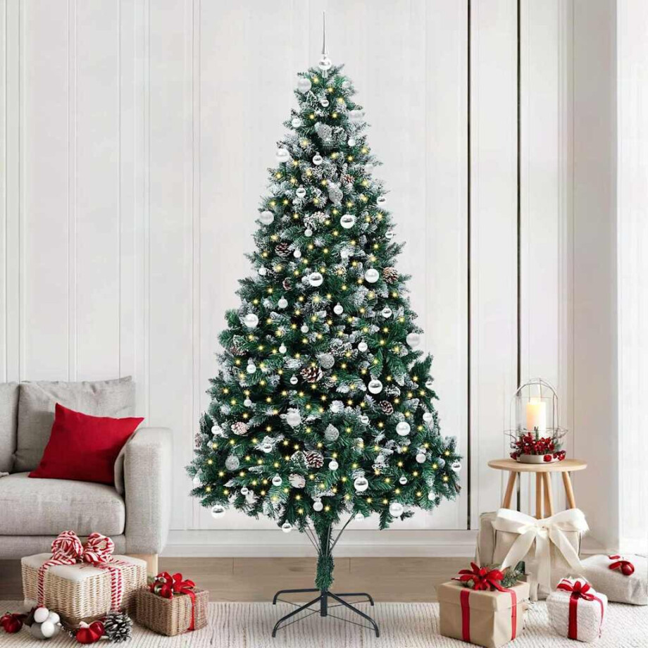 vidaXL Kunstkerstboom Groen 240 cm PVC en Staal en Kunststof afbeelding 1