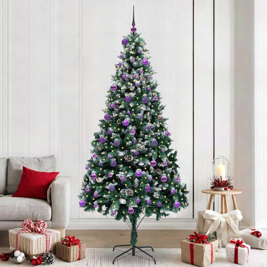 vidaXL Kunstkerstboom Groen 240 cm PVC en Staal en Kunststof afbeelding 1