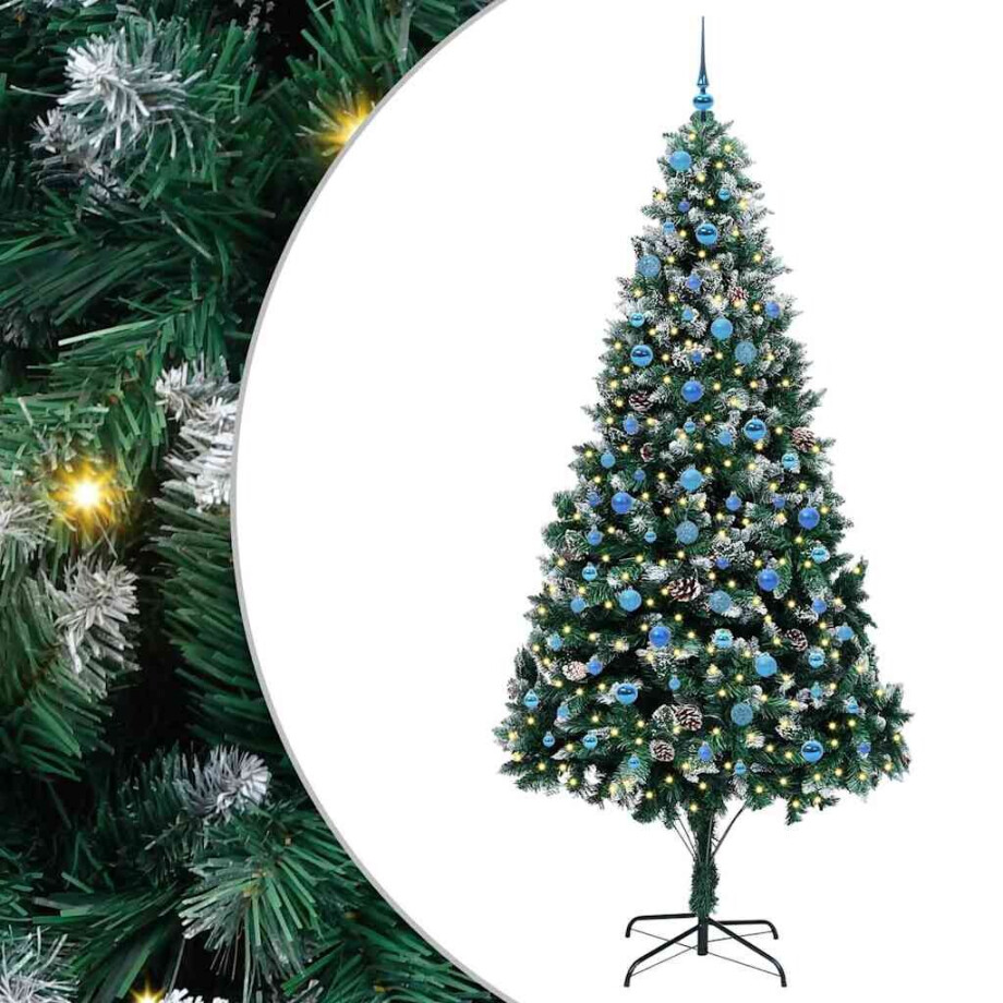 vidaXL Kunstkerstboom Groen 240 cm PVC en Staal en Kunststof afbeelding 1