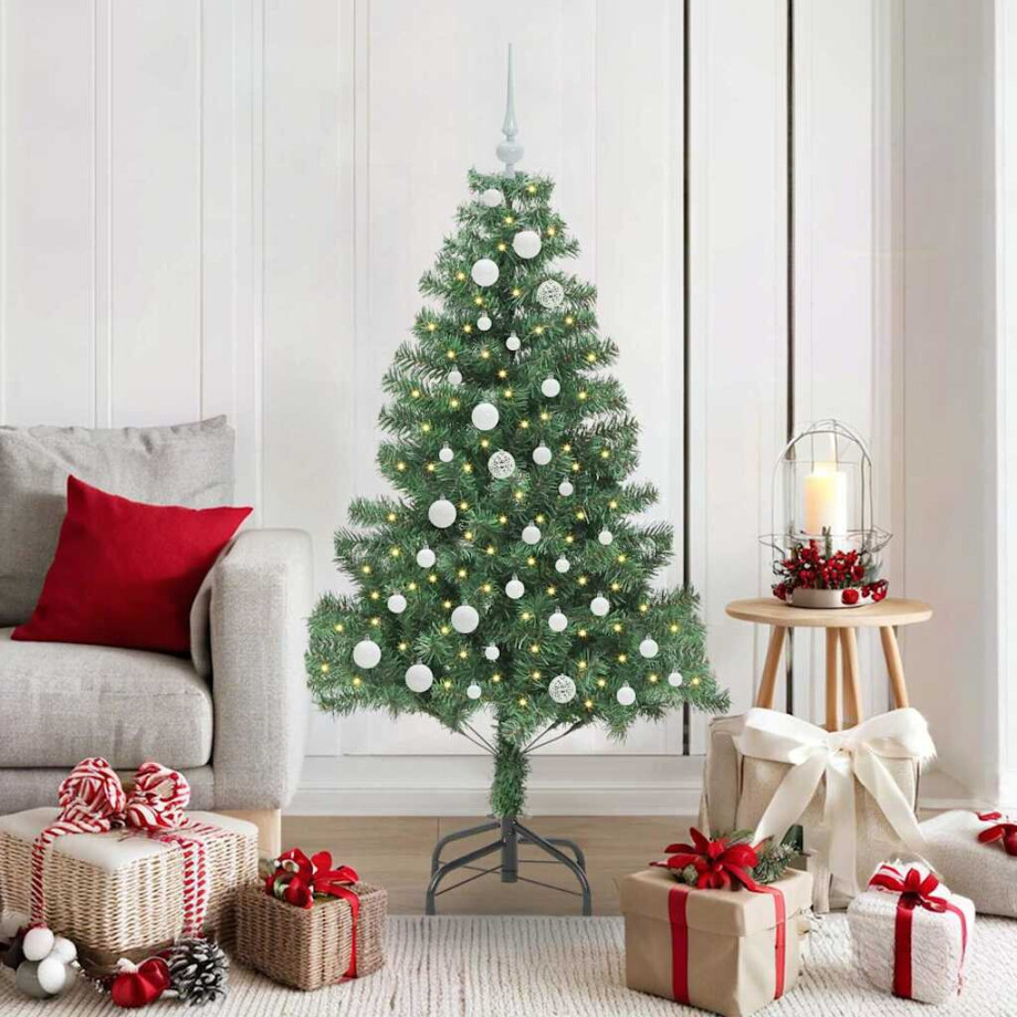 vidaXL Kerstboom met 150 LED met standaard Groen 150 cm PVC afbeelding 1