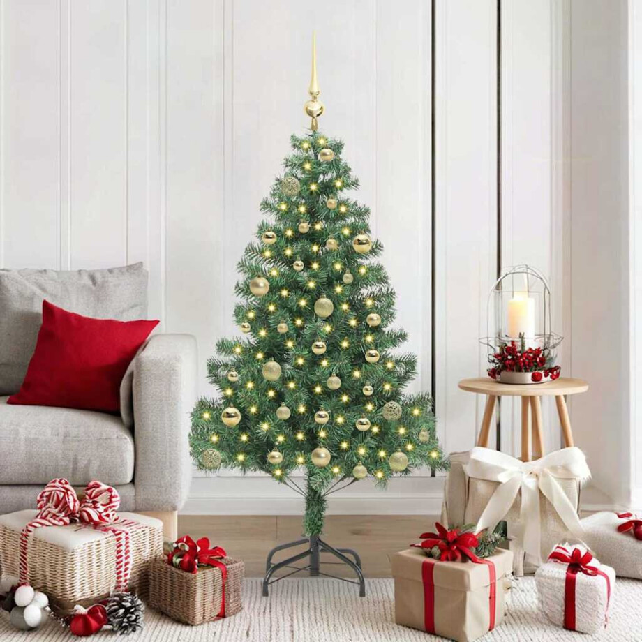 vidaXL Kerstboom met 150 LED met standaard Groen 150 cm PVC afbeelding 1