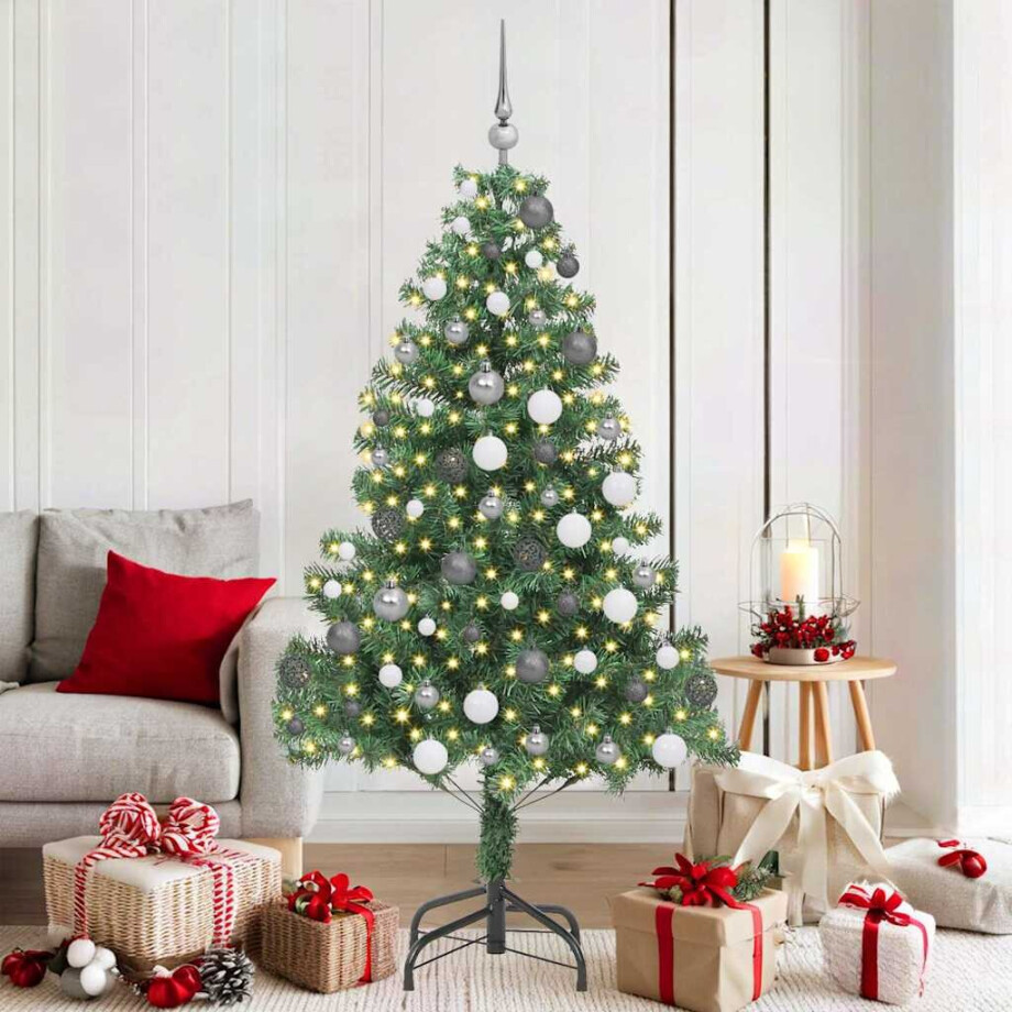 vidaXL Kunstkerstboom met LED -striplichten Groen 180 x 40 cm PVC vidaXL Kunstkerstboom met LED -striplichten Groen 180 x 40 cm PVC afbeelding 1