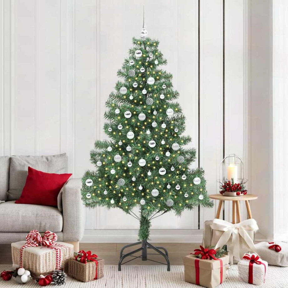 vidaXL Kerstboom met 300 LED met standaard Groen 210 cm PVC afbeelding 1