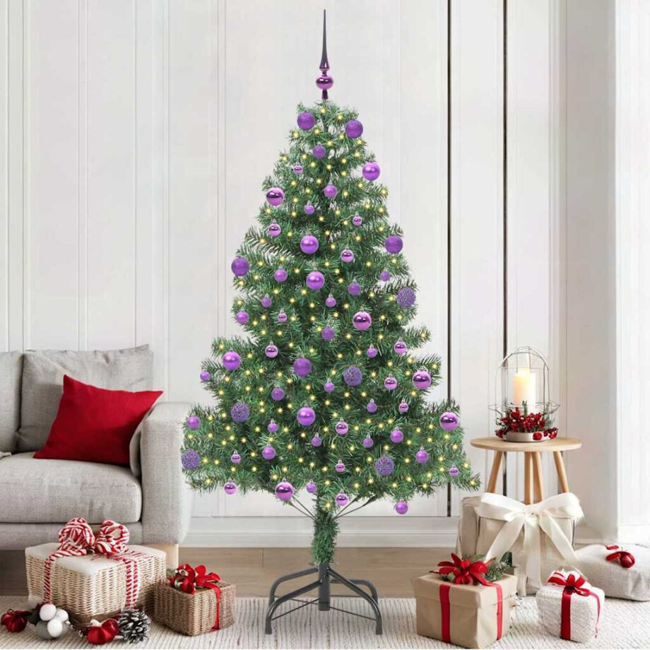 vidaXL Kerstboom met 300 LED met standaard Groen 210 cm PVC afbeelding 1