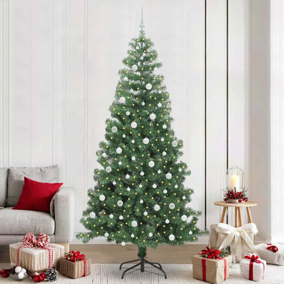 vidaXL Kerstboom met 300 LED met standaard Groen 240 cm PVC afbeelding 1