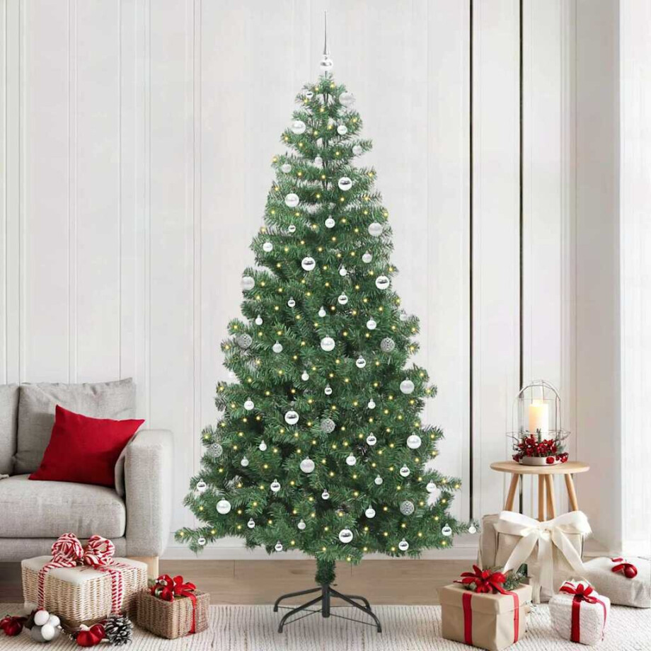vidaXL Kerstboom met 300 LED met standaard Groen 240 cm PVC afbeelding 1