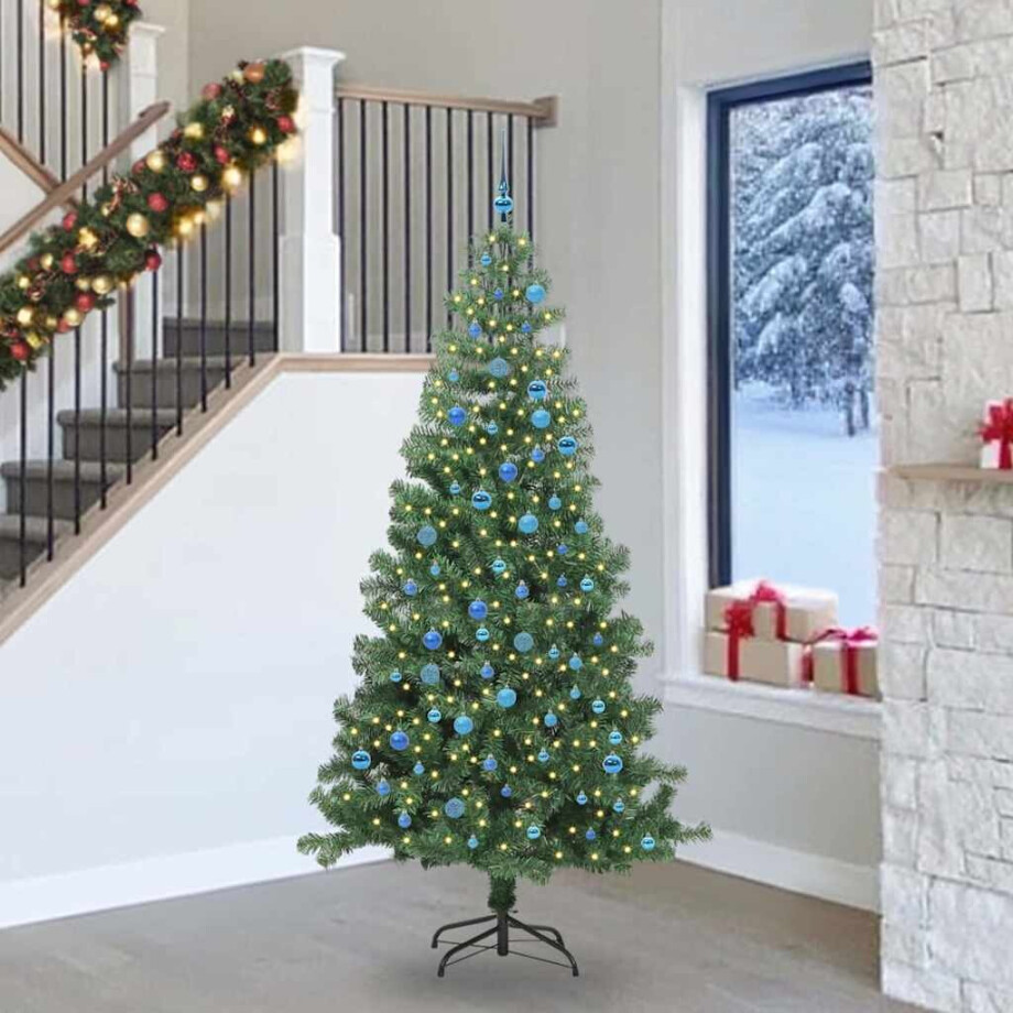 vidaXL Kerstboom met 300 LED met standaard Groen 240 cm PVC afbeelding 1