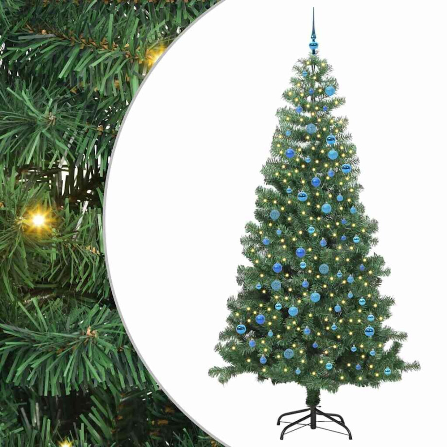 vidaXL Kerstboom met 300 LED met standaard Groen 240 cm PVC afbeelding 1