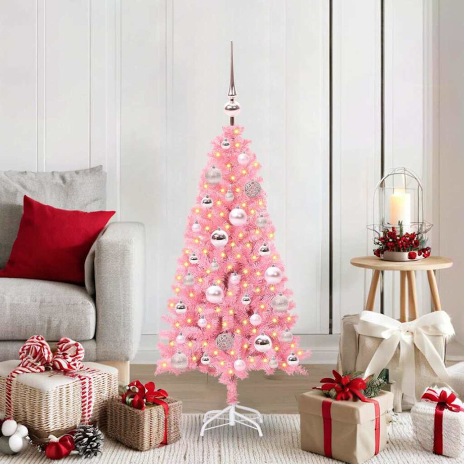 vidaXL Kerstboom met 150 LED met standaard Roze 120 cm PVC vidaXL Kerstboom met 150 LED met standaard Roze 120 cm PVC afbeelding 1