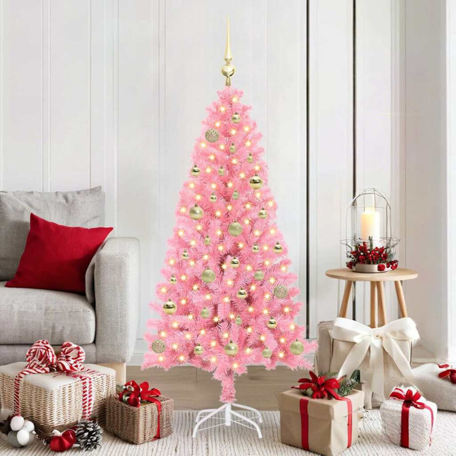 vidaXL Kerstboom met 150 LED met standaard Roze 150 cm PVC vidaXL Kerstboom met 150 LED met standaard Roze 150 cm PVC afbeelding 1