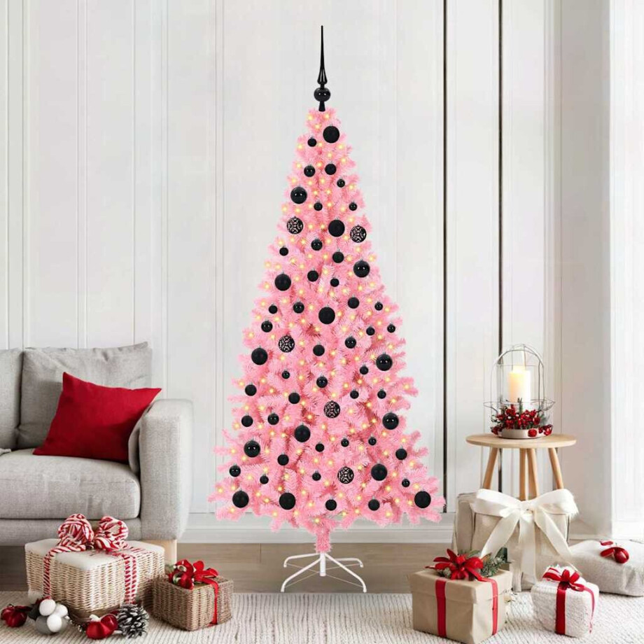 vidaXL Kerstboom met 300 LED met standaard Roze 180 cm PVC vidaXL Kerstboom met 300 LED met standaard Roze 180 cm PVC afbeelding 1