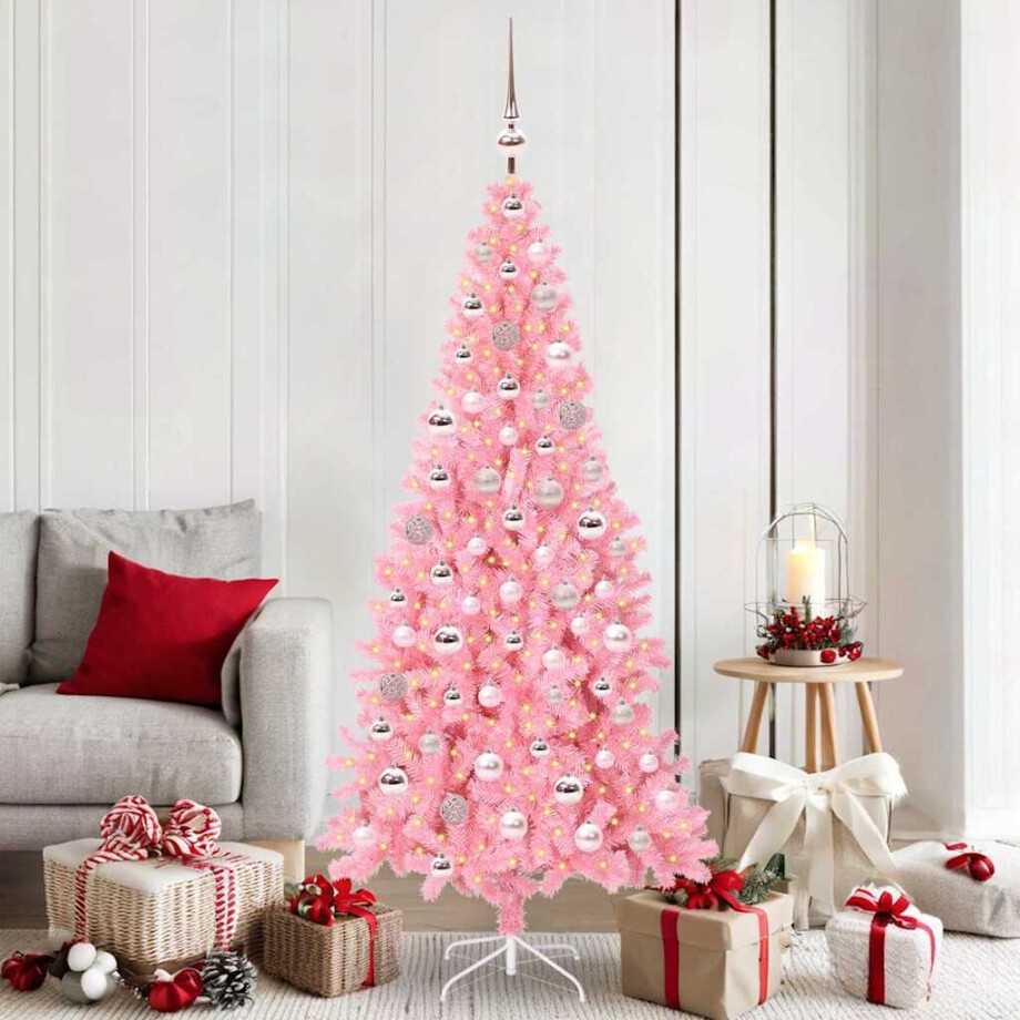 vidaXL Kerstboom met 300 LED met standaard Roze 180 cm PVC vidaXL Kerstboom met 300 LED met standaard Roze 180 cm PVC afbeelding 1