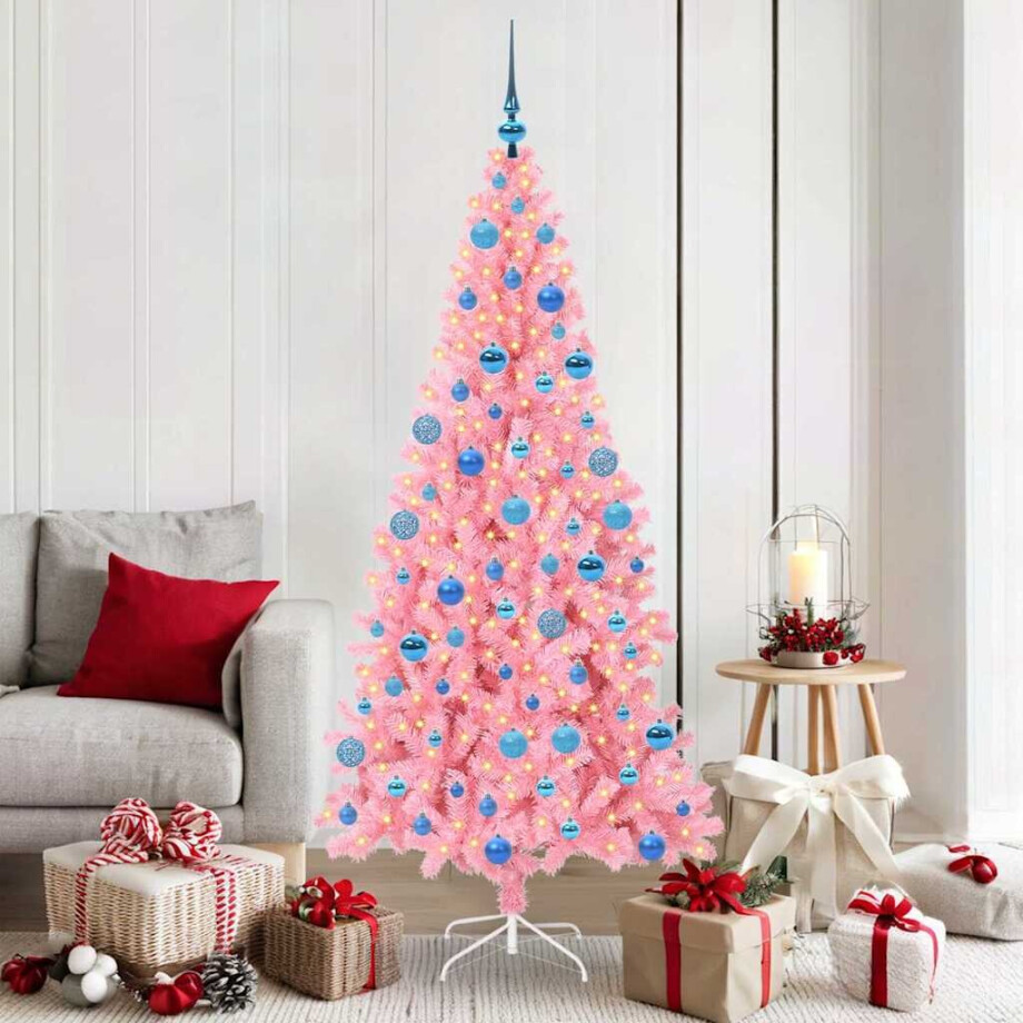 vidaXL Kerstboom met 300 LED met standaard Roze 180 cm PVC vidaXL Kerstboom met 300 LED met standaard Roze 180 cm PVC afbeelding 1