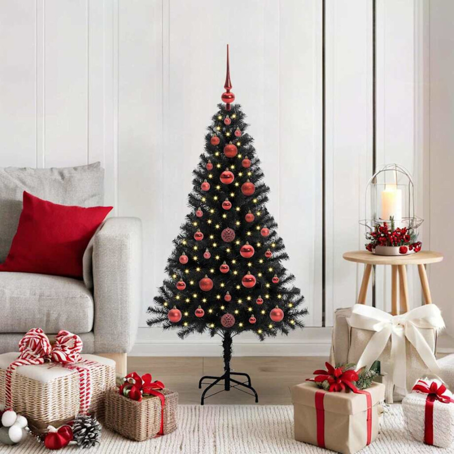 vidaXL Kerstboom met 150 LED met standaard Zwart 120 cm PVC afbeelding 1