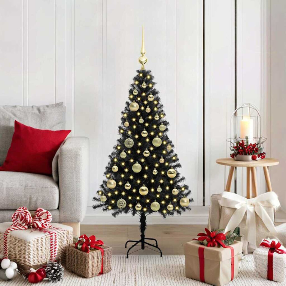vidaXL Kerstboom met 150 LED met standaard Zwart 120 cm PVC afbeelding 1
