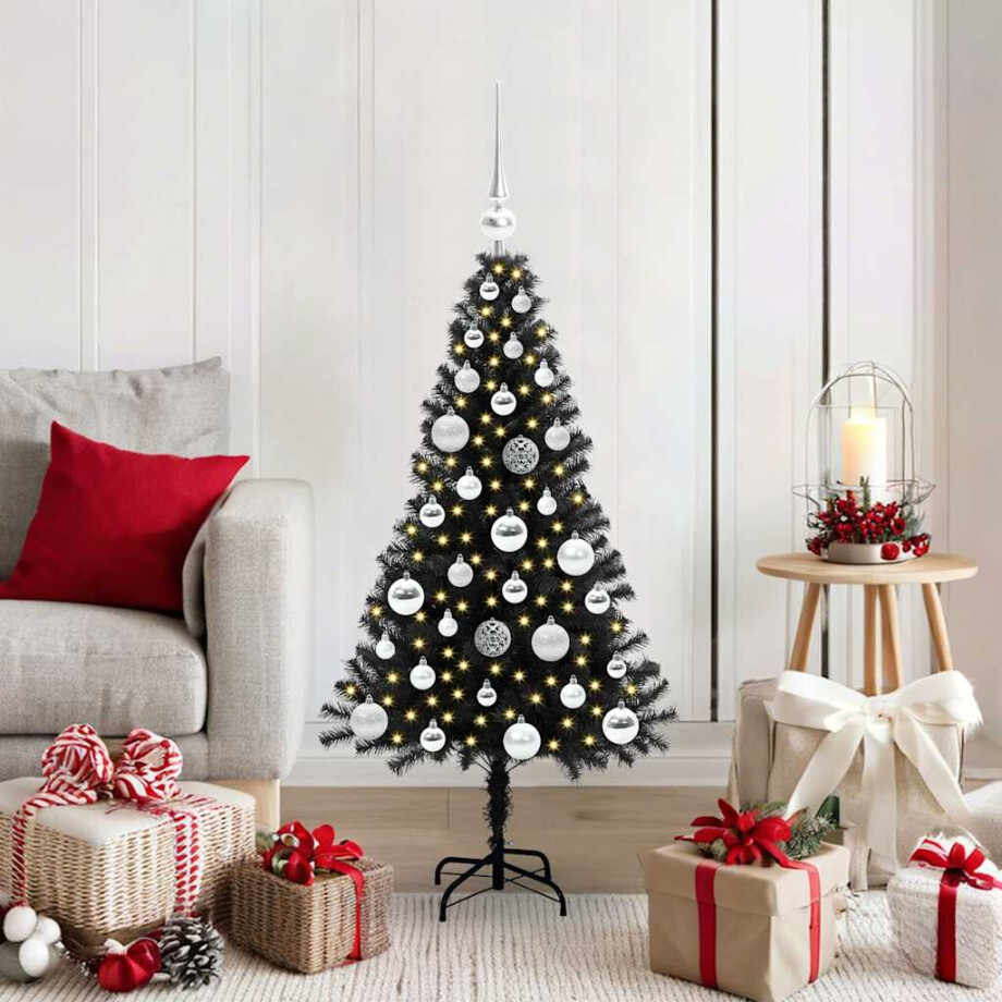 vidaXL Kerstboom met 150 LED met standaard Zwart 120 cm PVC afbeelding 1