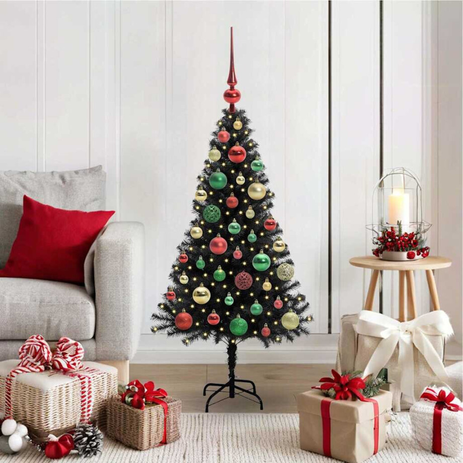 vidaXL Kerstboom met 150 LED met standaard Zwart 120 cm PVC afbeelding 1