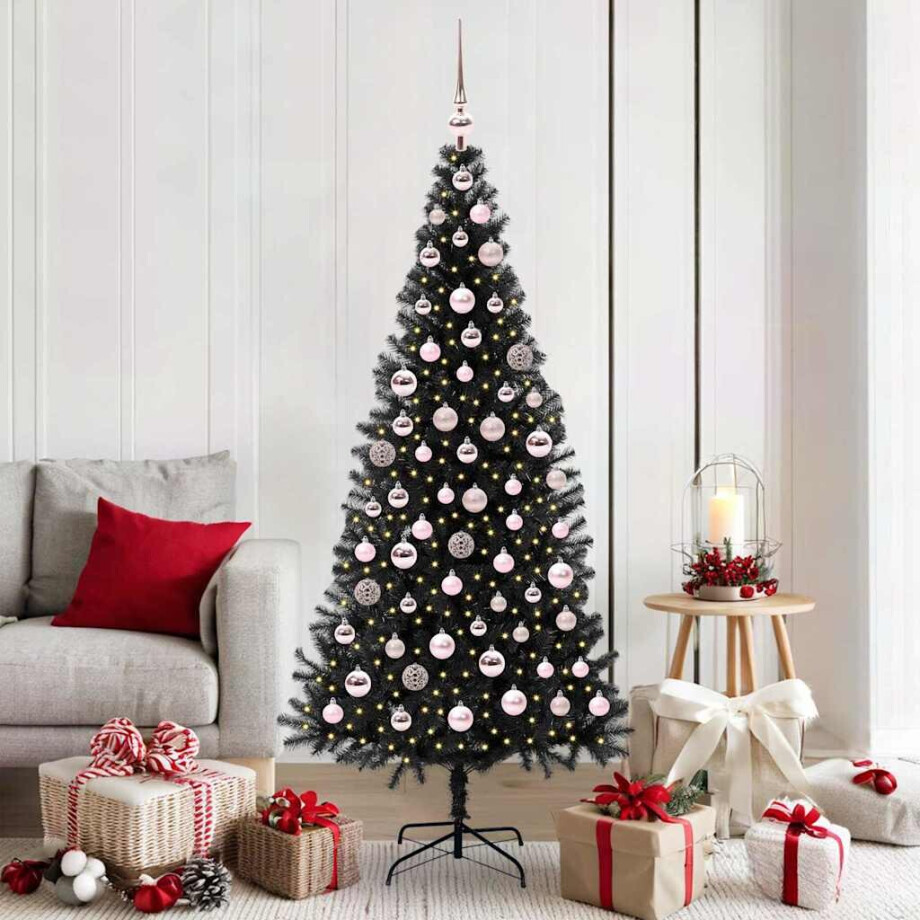 vidaXL Kerstboom met 300 LED met standaard Zwart 180 cm PVC vidaXL Kerstboom met 300 LED met standaard Zwart 180 cm PVC afbeelding 1