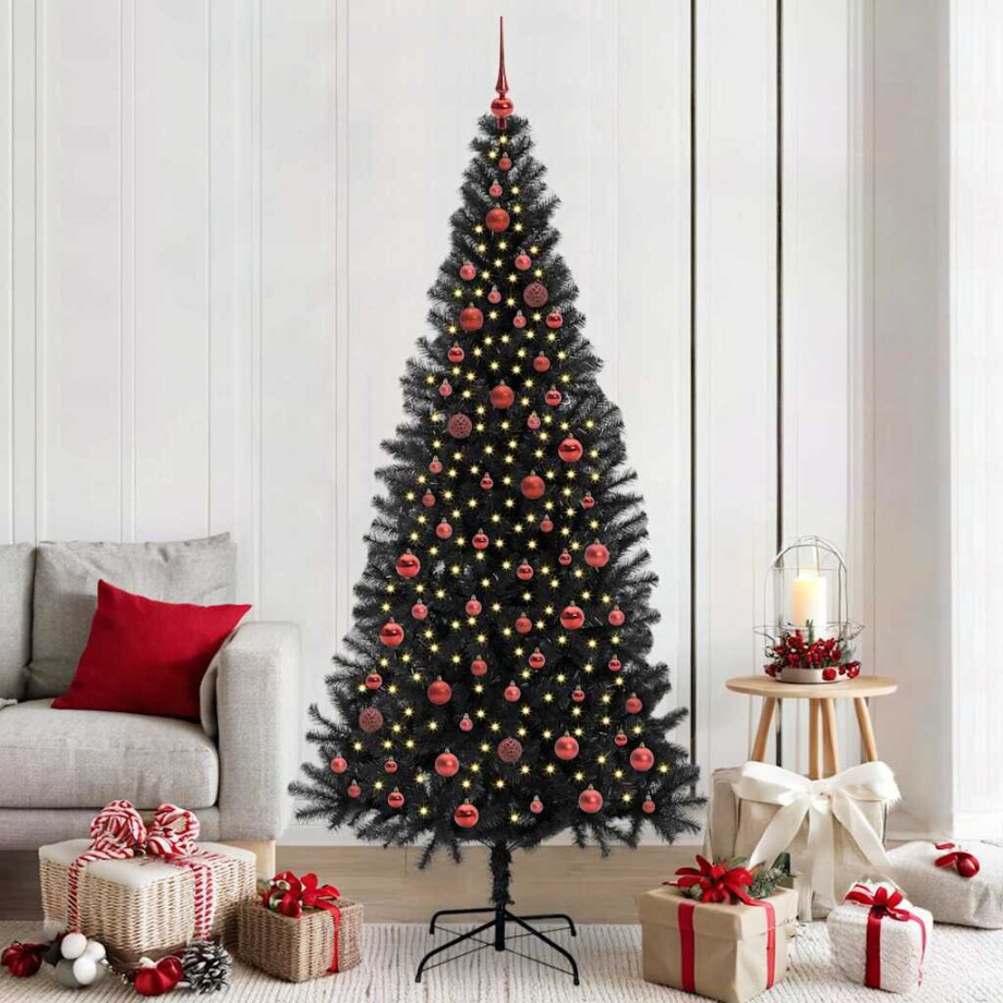 vidaXL Kerstboom met 300 LED met standaard Zwart 210 cm PVC afbeelding 1