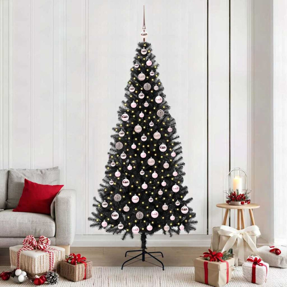 vidaXL Kerstboom met 300 LED met standaard Zwart 210 cm PVC afbeelding 1