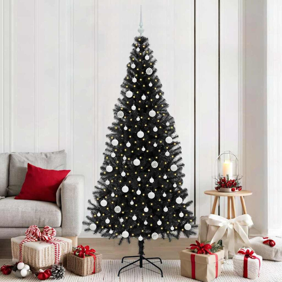 vidaXL Kerstboom met 300 LED met standaard Zwart 210 cm PVC afbeelding 1
